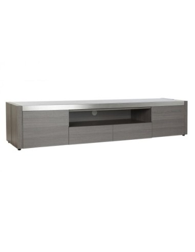 Mueble Tv Roble Aluminio 200x45x42 Cristal Gris