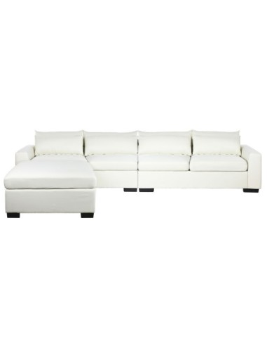 Sofa Poliester Madera 386x218x88 Crema