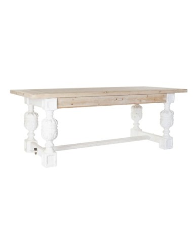 Mesa Comedor Abeto Mdf 200x90x77 Envejecido Blanco