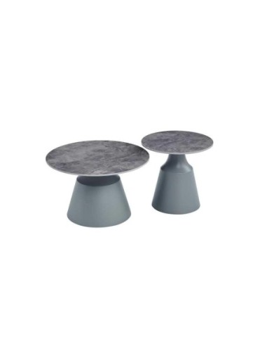 Mesita Auxiliar Set 2 Ceramica Metal 70x70x1 Gris