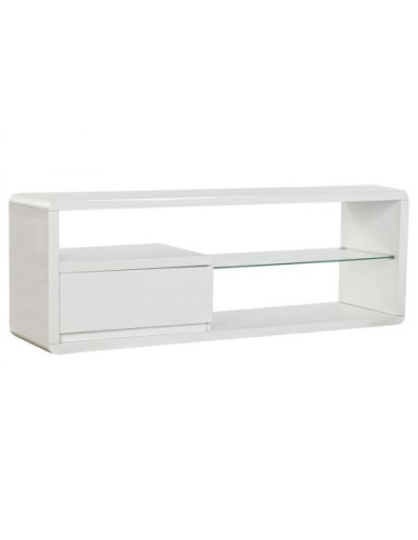 Mueble Tv Mdf Cristal 140x40x50 Blanco