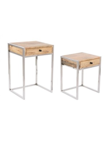 Mesita Auxiliar Set 2 Mango 45,5x41x66,5 Con Cajon