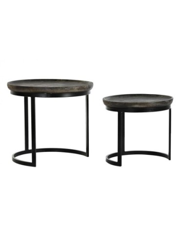 Mesita Auxiliar Set 2 Mango Metal 55x55x50 Negro