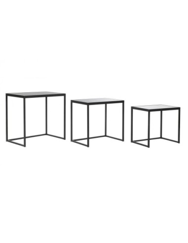 Mesita Auxiliar Set 3 Metal Cristal 58x36,5x53,5