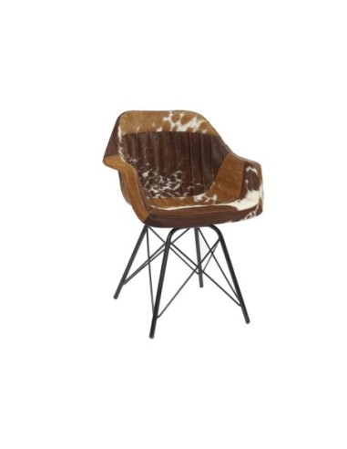 Silla Metal Piel 61x53x81,5 Vaca Marron