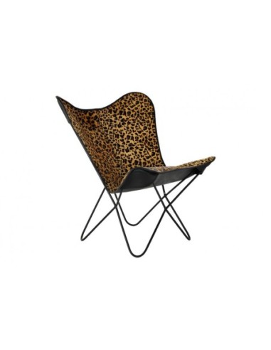 Silla Metal Piel 73x70x93 Leopardo Negro