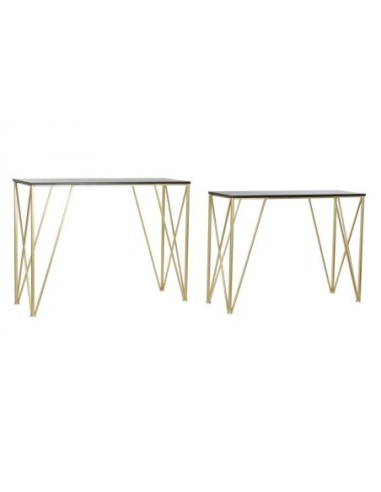 Consola Set 2 Metal Madera 107,5x36x79,5 Dorado