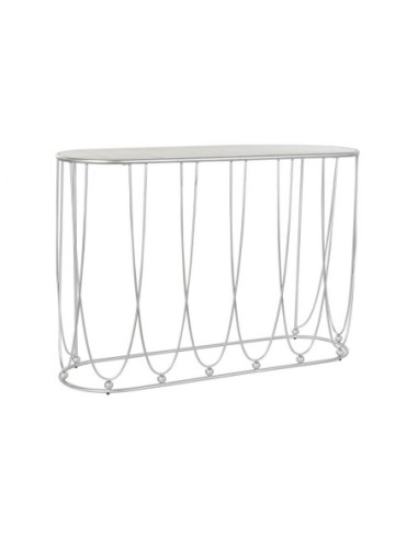 Consola Metal Marmol 115x35x78 Plateado Blanco