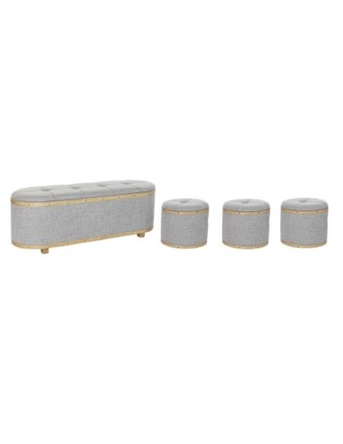 Descalzadora Set 4 Poliester Madera 120x45x43 Gris