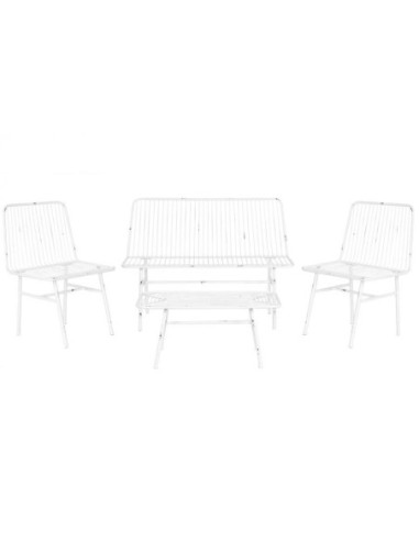 Sofa Set 4 Metal 115x53x83 Desgastado Blanco