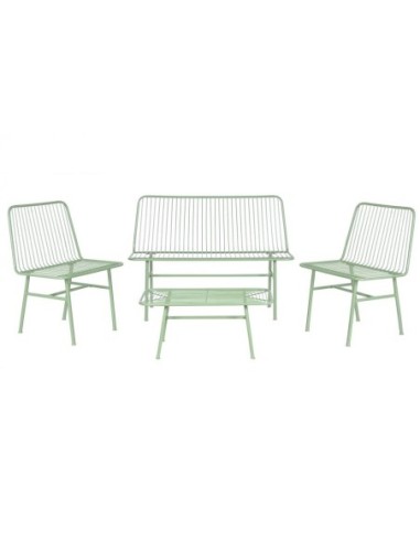 Sofa Set 4 Metal 115x53x83 Desgastado Verde Menta