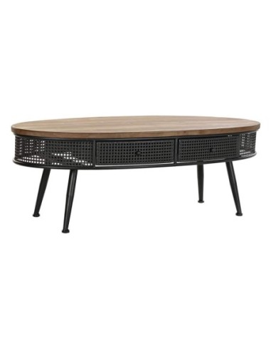 Mesa Centro Abeto Metal 120x58x42 2 Cajones Negro