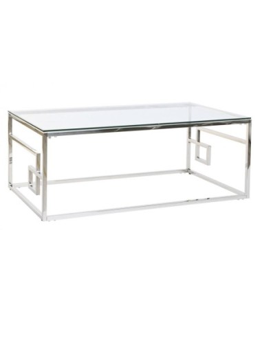 Mesa Centro Metal Cristal 120x45x60 Plateado