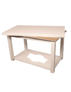 Mesa camilla barnizada doble tapa blanco liso