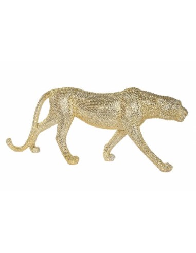 Figura Resina 120x23x44 Leopardo Dorado