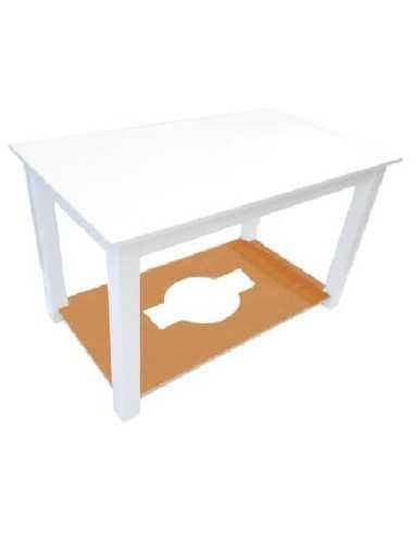 Mesa camilla barnizada blanco liso