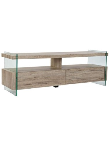 Mueble Tv Cristal Templado Mdf 140x40x47 Natural