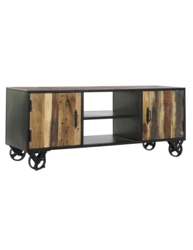 Buffet Madera Reciclada Metal 140x40x55 Ruedas