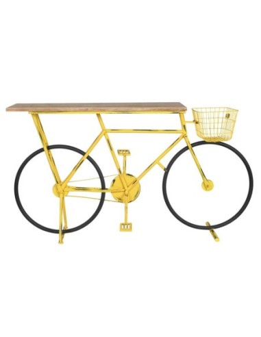 Consola Metal Madera 160x40x88 Bicicleta Amarillo