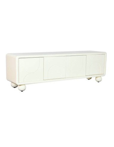 Mueble Tv Mdf 160x37x50 4puertas 3d Blanco