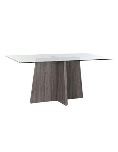 Mesa Comedor Cristal Mdf 160x90x75 Templado Gris