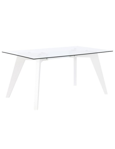 Mesa Comedor Cristal Mdf 160x90x75 Templado Blanco