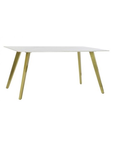 Mesa Comedor Ceramica Metal 160x90x76 Blanco