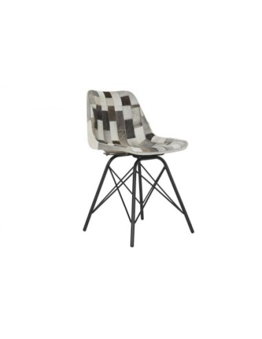 Silla Metal Piel 45,5x52x79 Silla Metal Piel Vaca  (Pack De 2 Uds)