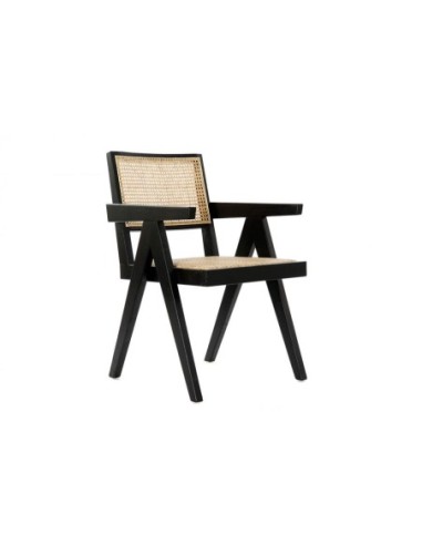 Silla Olmo Ratan 56,5x60x86 Rejilla Negro  (Pack De 2 Uds)