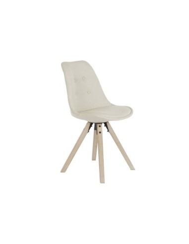 Silla Roble Poliester 48x55x87 Beige (Pack De 2 Uds)