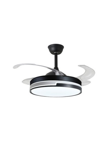 Ventilador DC ROBIN MINI negro, 4 aspas retráctiles, 48W LED 3000|4000|6000K, Al.35xD.91/40cm