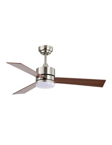 Ventilador DC KILIM níquel, 3 aspas reversibles, 18W LED 3000|4000|6500K, Al.40xD.107cm