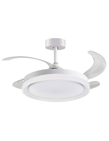 Ventilador DC KIGALI blanco/blanco, 4 aspas retráctiles, 72W LED 3000|4000|6000K, Al.35xD.108/50cm