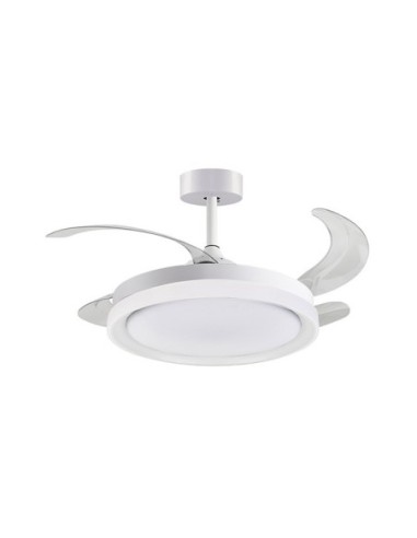 Ventilador DC KIGALI MINI blanco/blanco, 4aspas retráctiles, 48W LED 3000|4000|6000K Al.35xD.91/40cm