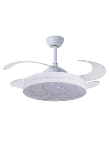 Ventilador DC MARTE blanco, 4 aspas retráctiles, 72W LED 3000|4000|6000K, Al.35xD.108/50cm