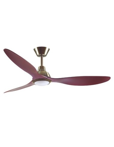 Ventilador DC DELFOS cuero/cerezo, 3 aspas, 20W LED 4000K, Al.40xD.132cm