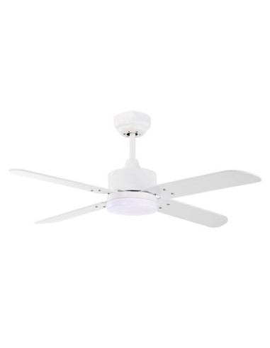 Ventilador DC KENIA blanco, 4 aspas reversibles, 18W LED 3000|4000|6500K, Al.40xD.107cm