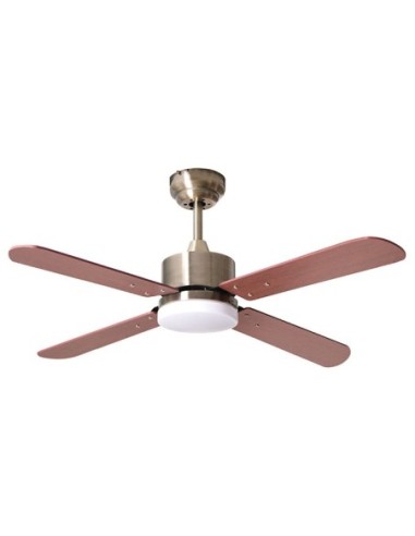 Ventilador DC KENIA cuero, 4 aspas reversibles, 18W LED 3000|4000|6500K, Al.40xD.107cm