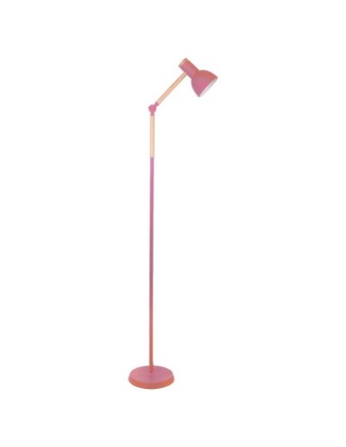 Lámpara de pie TEACHER 1xE27 Al.150xD.22cm Rosa mate/Madera