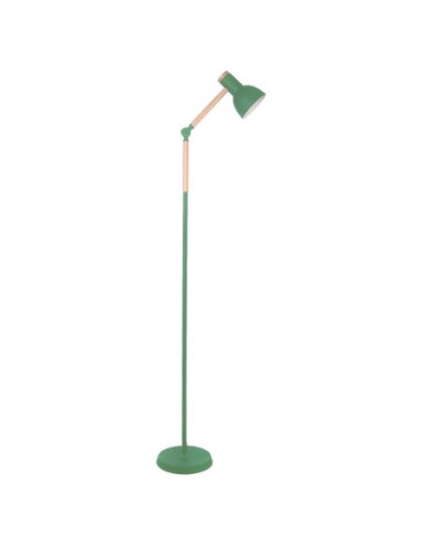 Lámpara de pie TEACHER 1xE27 Al.150xD.22cm Verde mate/Madera