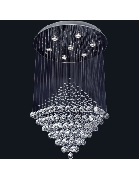 Lámpara de Techo BIANCA 7xGU10 Al.100xD.60cm Cristales y Hoja Niquelada Cromo