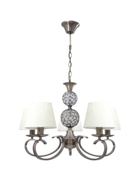 Lámpara de Techo HONDURAS 5xE14+1x5W LED Al.Reg.xD.60cm Beije/Cuero