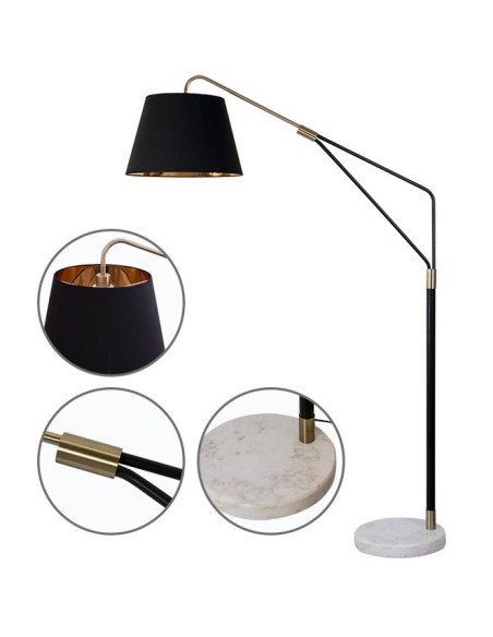 Lámpara de Pie ELVIRA 1xE27 L.140xAn.45xAl.183cm Negro/Oro