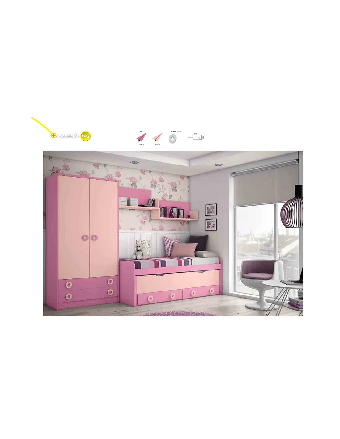 Dormitorio juvenil con cama compacta de Ros