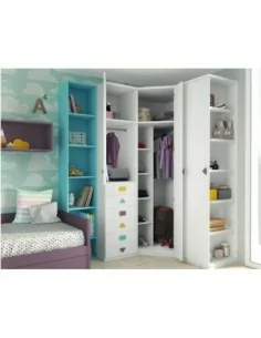 Armario juvenil rincon madera blanco
