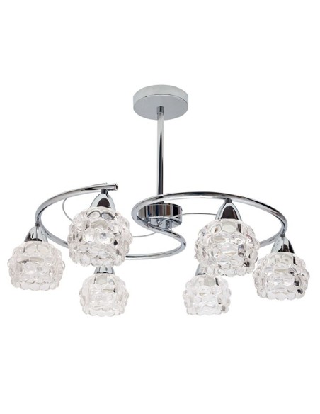Lámpara de Techo TULIPA GLASS 6xE14 Al.Reg.xD.62cm Cromo