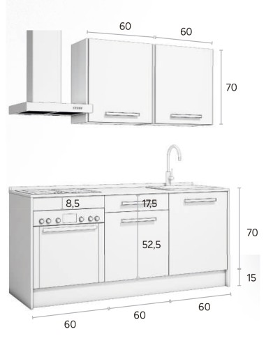 Conjunto Cocina Roble Aurora / Dove... Conjunto Cocina Roble Aurora / Dove...