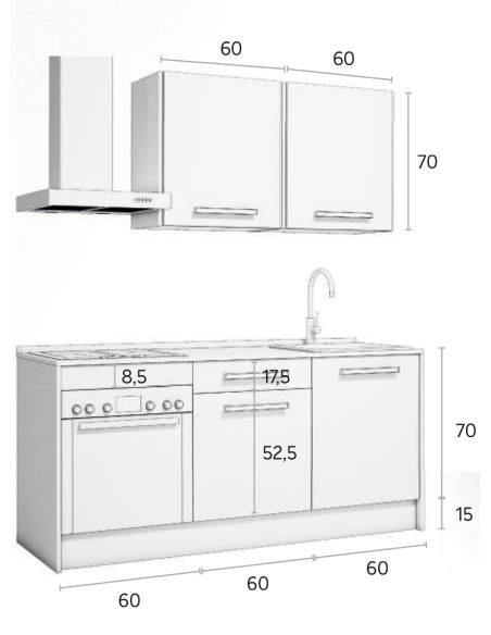 Conjunto Cocina Roble Aurora / Dove Mate / Tropical