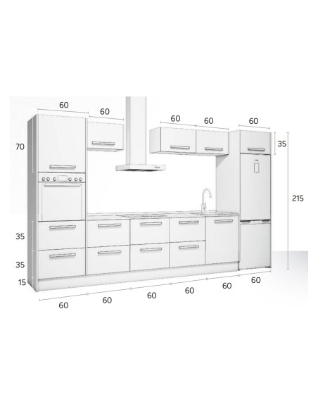Conjunto Cocina Roble Aurora / Dove Mate