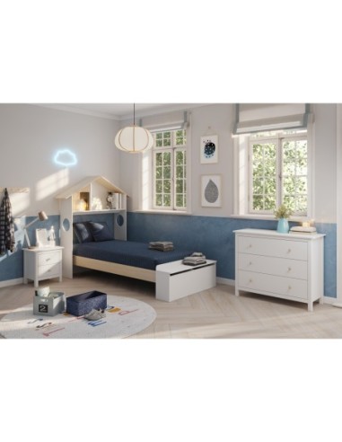 Cama 0.90 Odessa Blanco/Cera Blanca